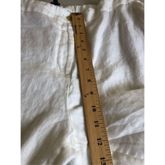 Talbots Linen Pants Womans 12 White Button Zip Tapered Leg - Picture 12 of 12